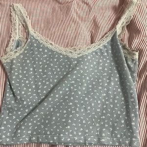 Brandy Melville Floral Blue Lace Tank